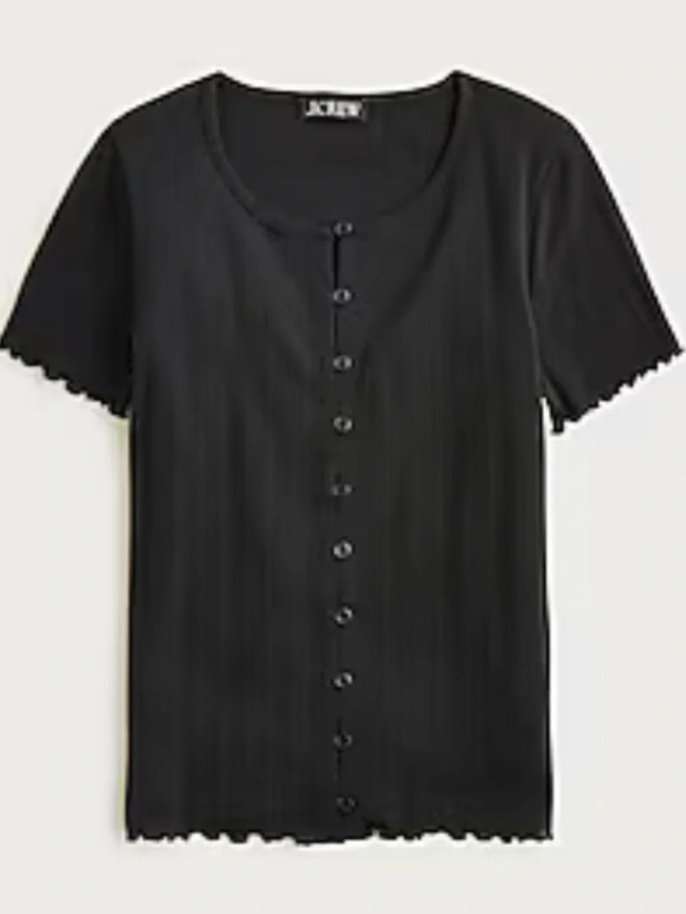 J. Crew Pointelle Short Sleeve Cardigan, Black, Size Large